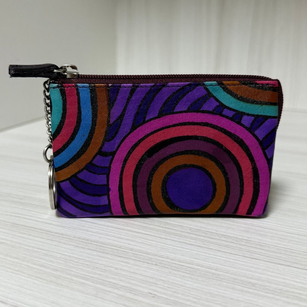 Leather Coin Purse with Keychain - Credit Card and ID Holder